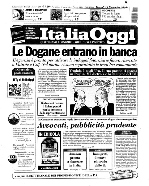 Italia oggi : quotidiano di economia finanza e politica